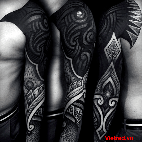 Hình xăm đẹp phong cách maori kín tay