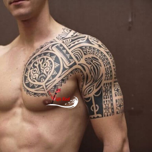 Hình xăm maori tay qua ngực