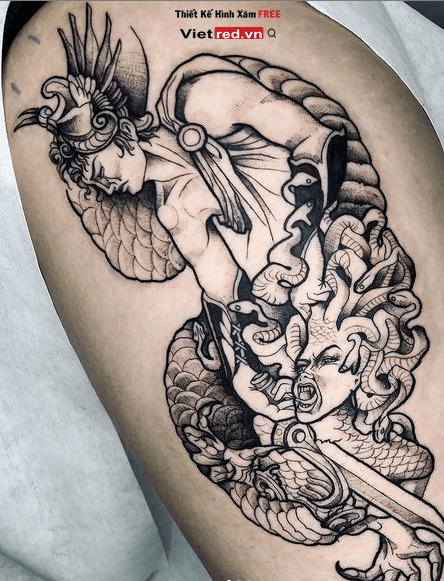 Ý nghĩa hình xăm Medusa Người phụ nữ quỷ tóc rắn Medusa nổi tiếng trong  thần thoại Hy Lạp  Hình xăm nghệ thuật Lucky Tattoo
