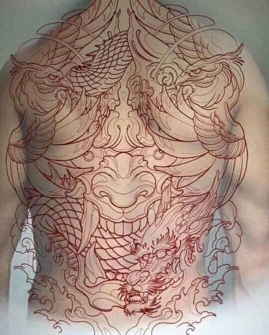 Kung Tattoo mặt quỷ kín lưng chất