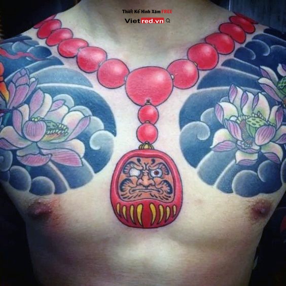 Hình xăm vòng cổ nhật cổ daruma