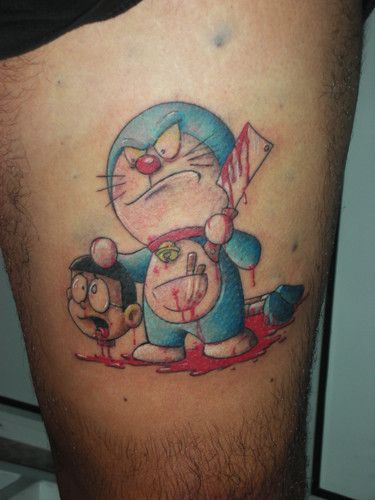 Hình xăm doraemon và nobita kinh dị