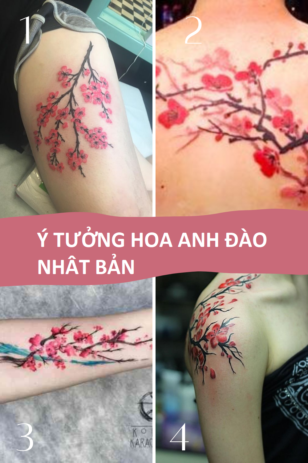 Hình xăm hoa anh đào che vết rạn da